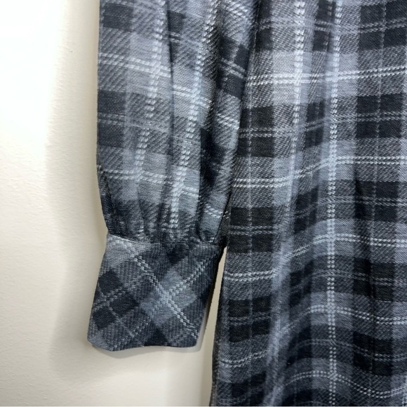 CALVIN KLEIN Women’s Zippered Plaid Cuffed Sleeve Mock Neck Short Shift Dress 4P - Picture 13 of 13